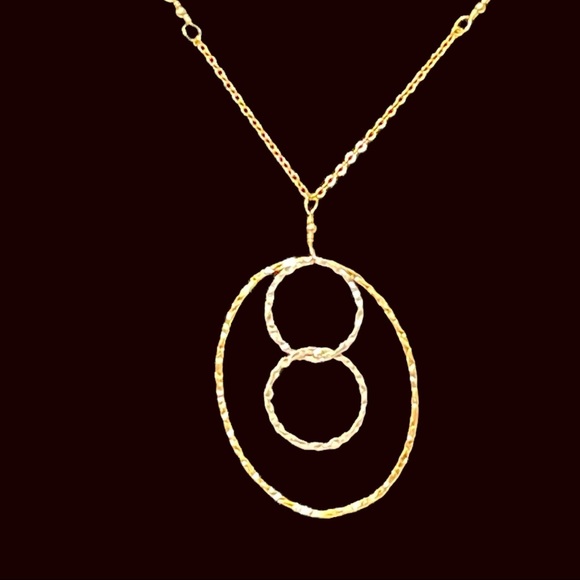 Sterling and Gold Vermeil Circle Necklace 16” Length - Picture 2 of 3